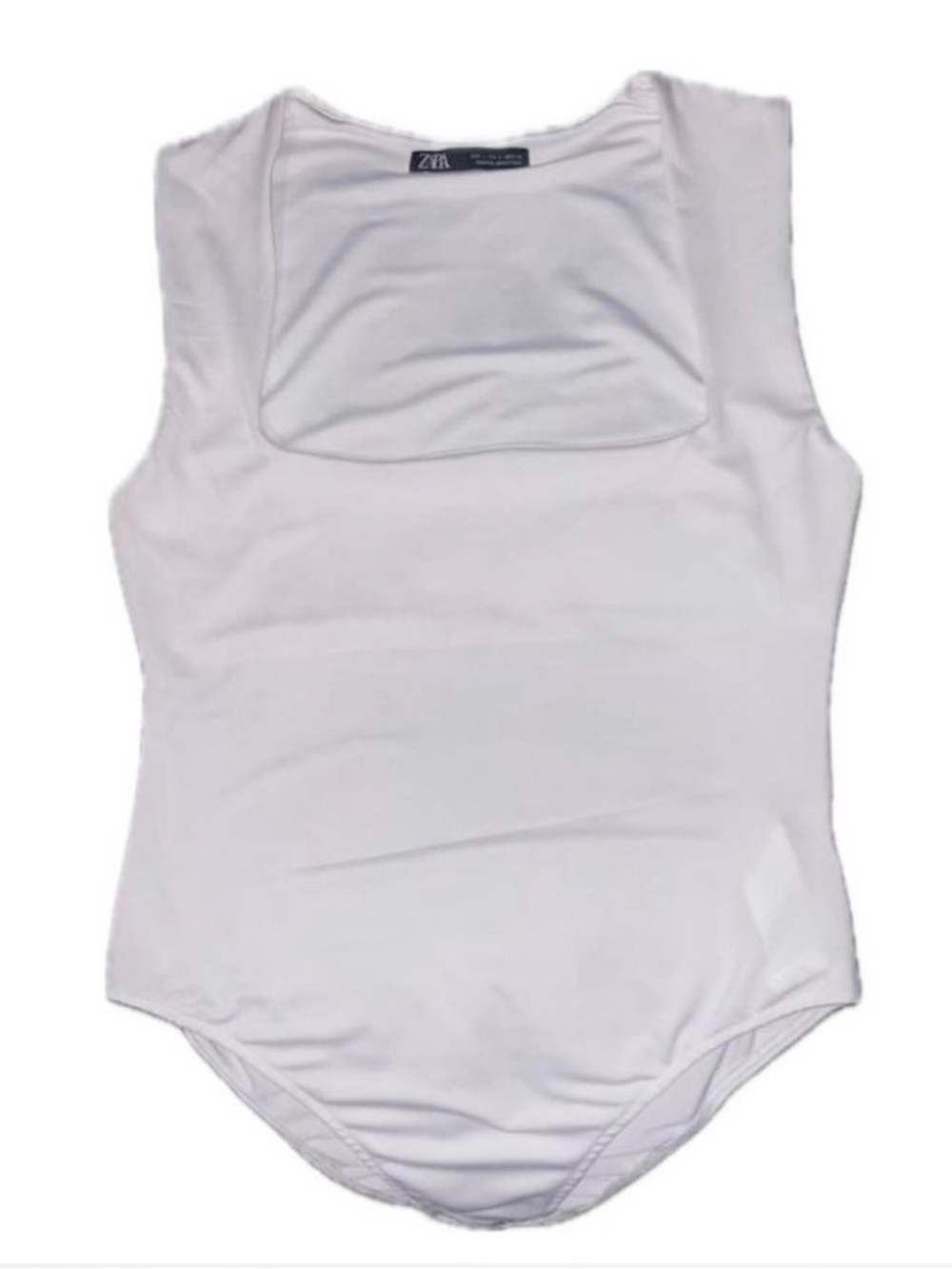 Zara White Square-Neck Bodysuit